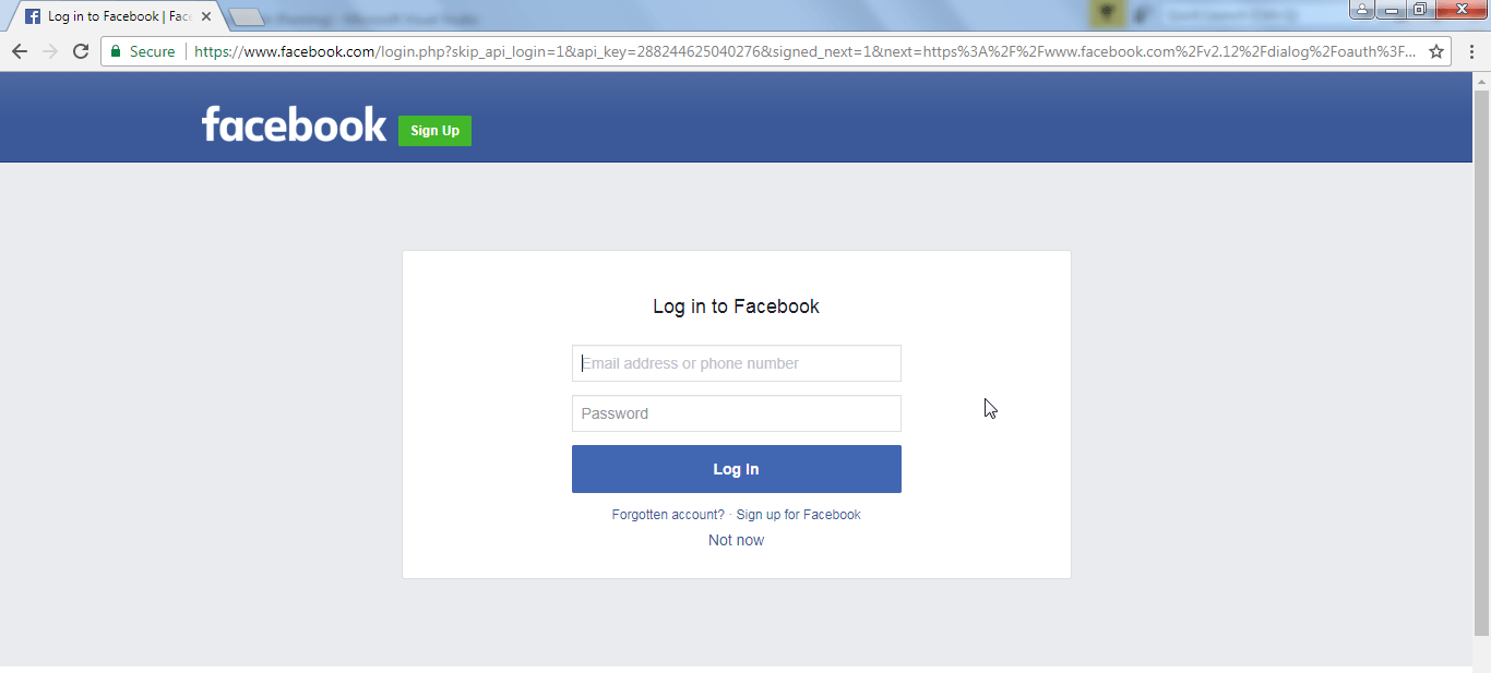 Facebook Login Credential Page