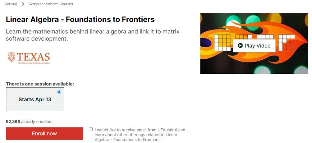 Linear Algebra Foundation to Frontiers