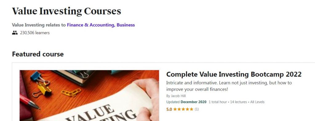 Top Value Investing Courses via Udemy