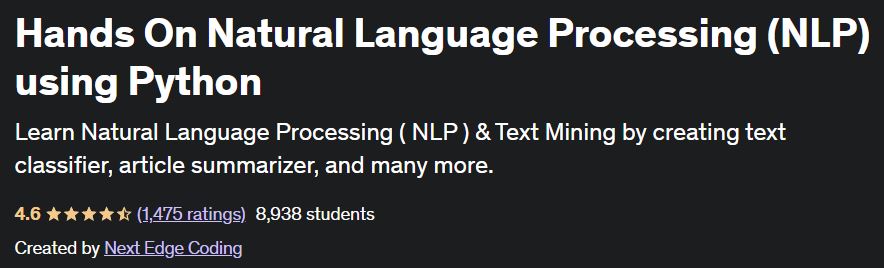 Hands On Natural Language Processing (NLP) using Python