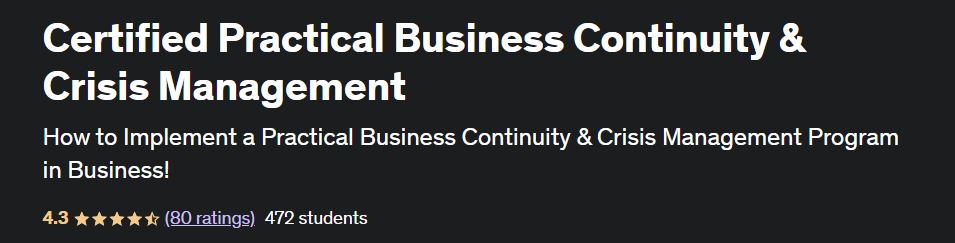 Certified Practical Business Continuity & Crisis Management
