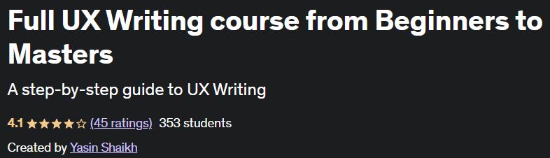 Full UX Writing course from Beginners to Masters