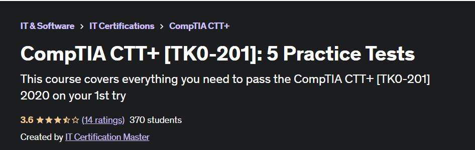 CompTIA CTT+ [TK0-201]: 5 Practice Tests