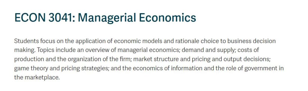 ECON 3041: Managerial Economics