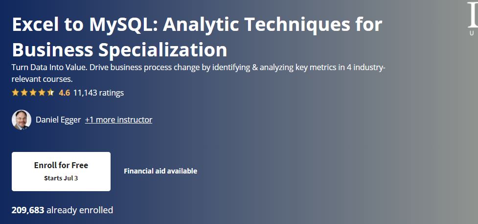 Excel to MySQL: Analytic Techniques for Business Specialization