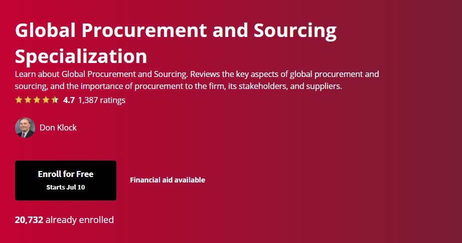 Global Procurement and Sourcing Specialization