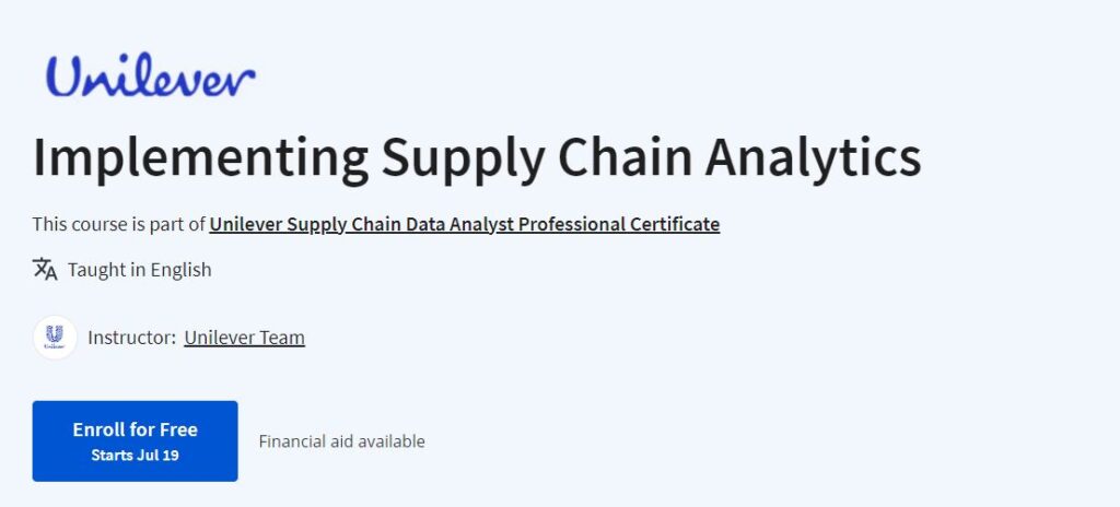 Implementing Supply Chain Analytics
