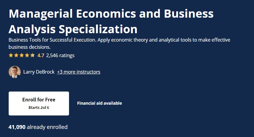 Managerial Economics and Business Analysis Specialization