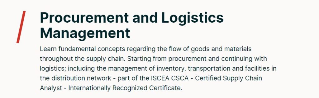 Procurement and Logistics Management