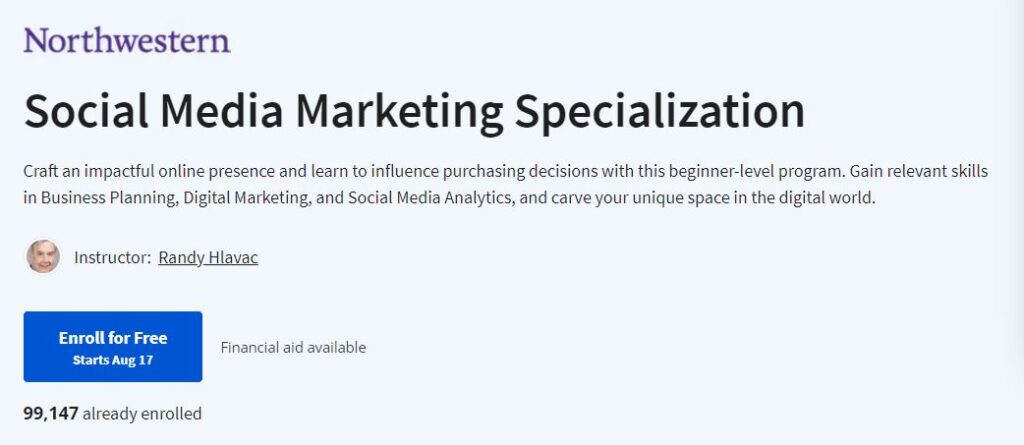 Social Media Marketing Specialization