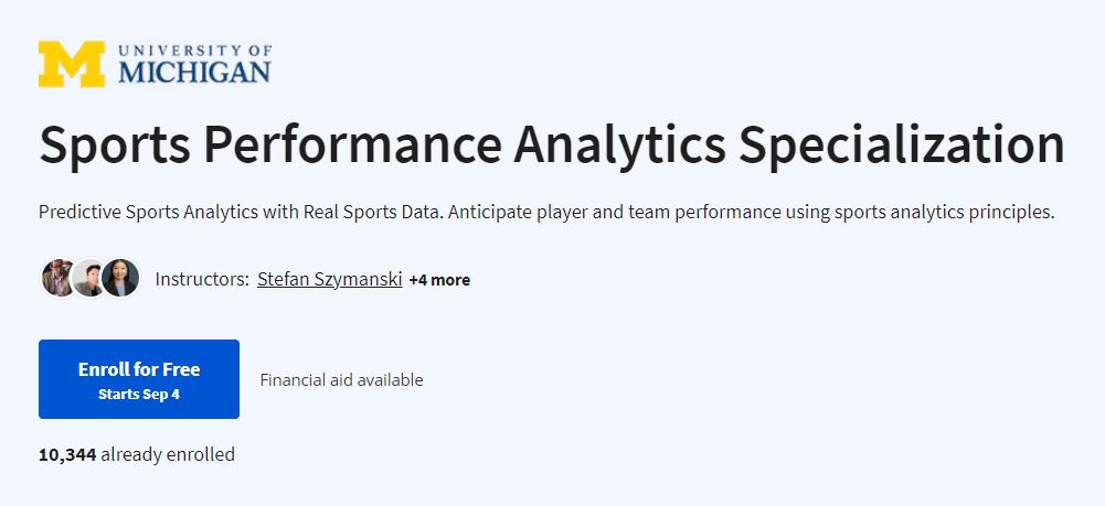 10 Best + Free Sports Analytics Courses with Certificates