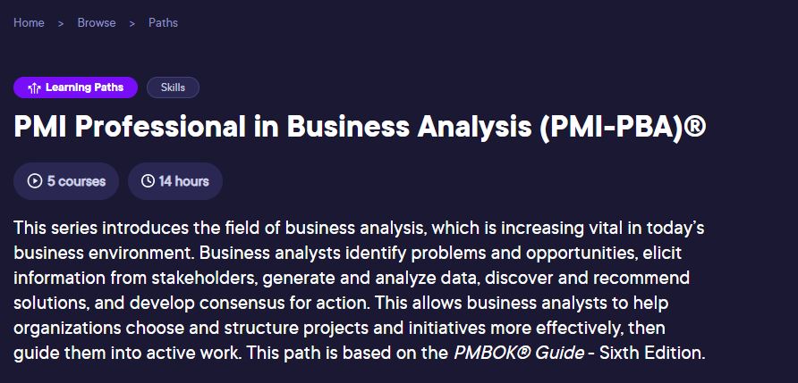 PMI Professional in Business Analysis (PMI-PBA)