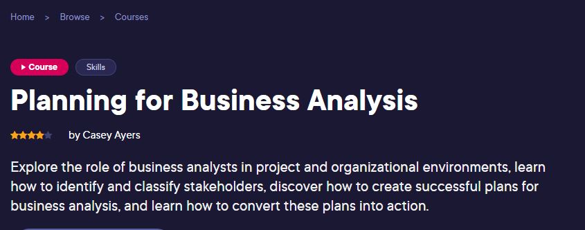 Planning for Business Analysis