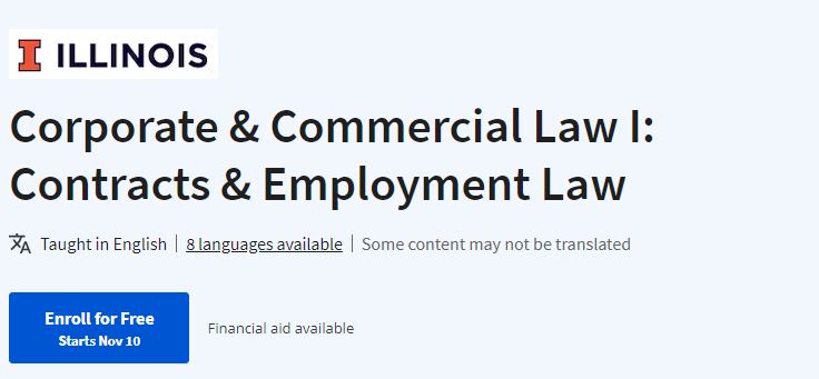 Corporate & Commercial Law I: Contracts & Employment Law