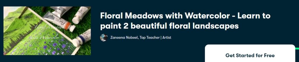 Floral Meadows with Watercolor - Learn to paint 2 beautiful floral landscapes