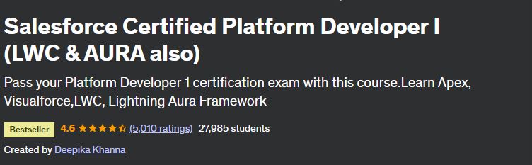 Salesforce Certified Platform Developer I (LWC & AURA also)