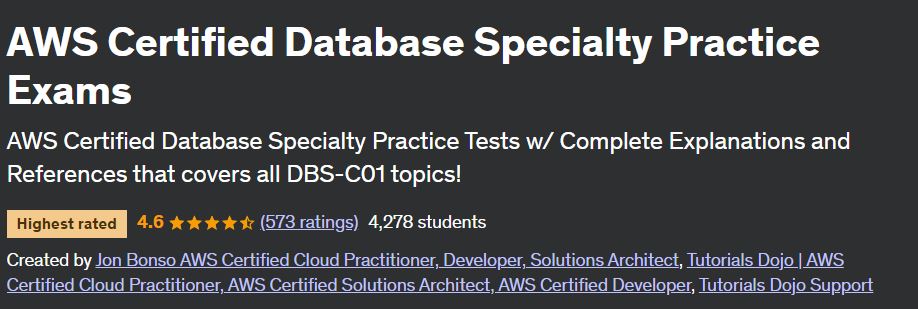 AWS Certified Database Specialty Practice Exams