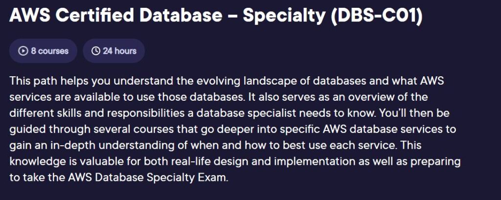 AWS Certified Database – Specialty (DBS-C01)