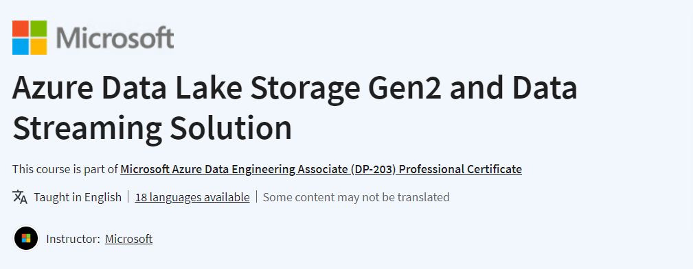 Azure Data Lake Storage Gen2 and Data Streaming Solution