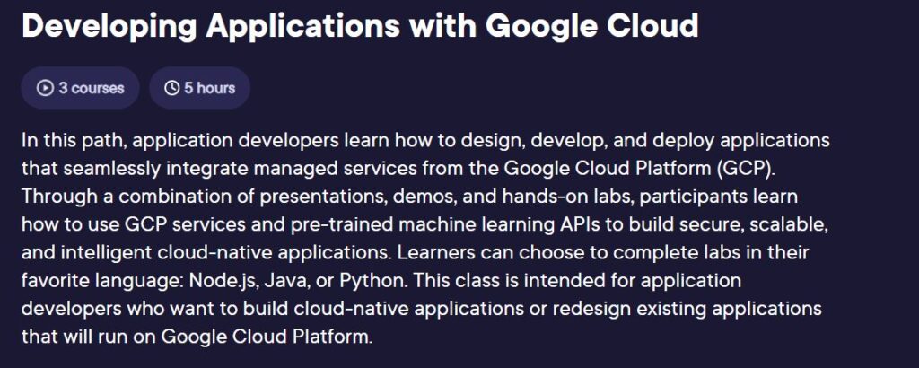 Developing Applications with Google Cloud