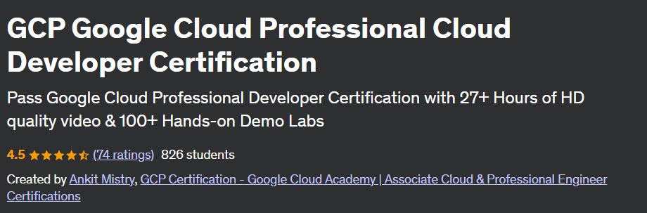 GCP Google Cloud Professional Cloud Developer Certification