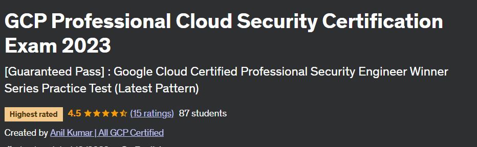 GCP Professional Cloud Security Certification Exam 2023