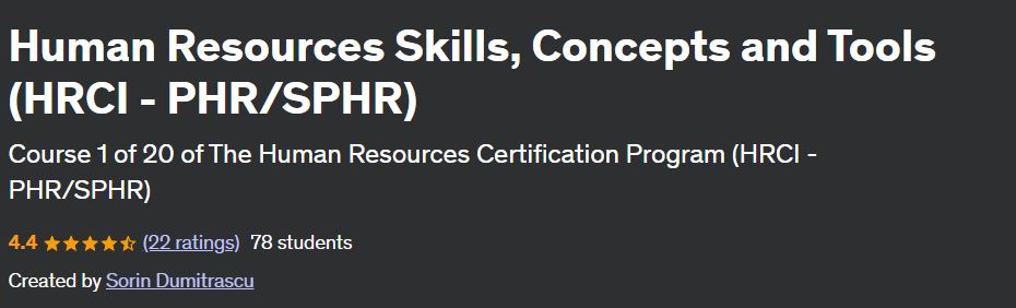 Human Resources Skills, Concepts and Tools (HRCI - PHR/SPHR)