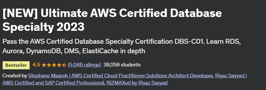 [NEW] Ultimate AWS Certified Database Specialty 2023