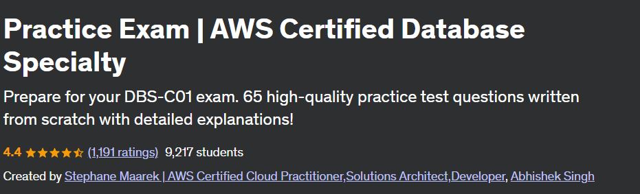 Practice Exam | AWS Certified Database Specialty