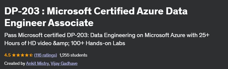 DP-203 : Microsoft Certified Azure Data Engineer Associate