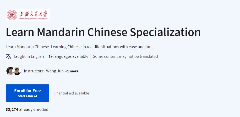 Learn Mandarin Chinese Specialization