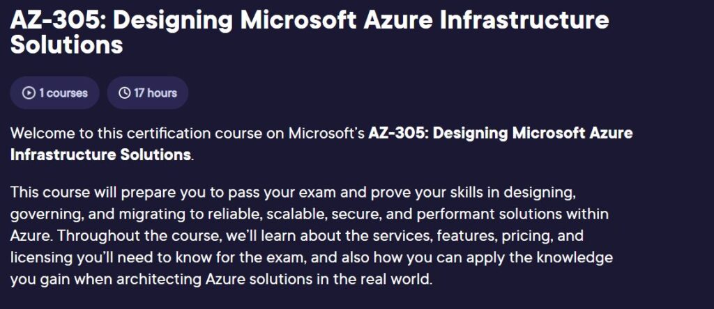 AZ-305: Designing Microsoft Azure Infrastructure Solutions