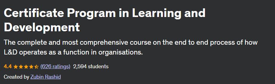 Certificate Program in Learning and Development