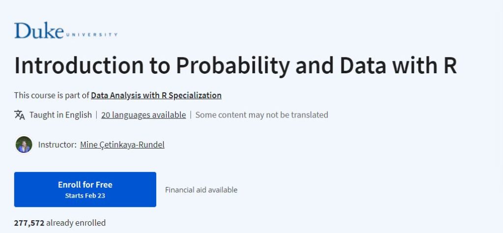 Introduction to Probability and Data with R