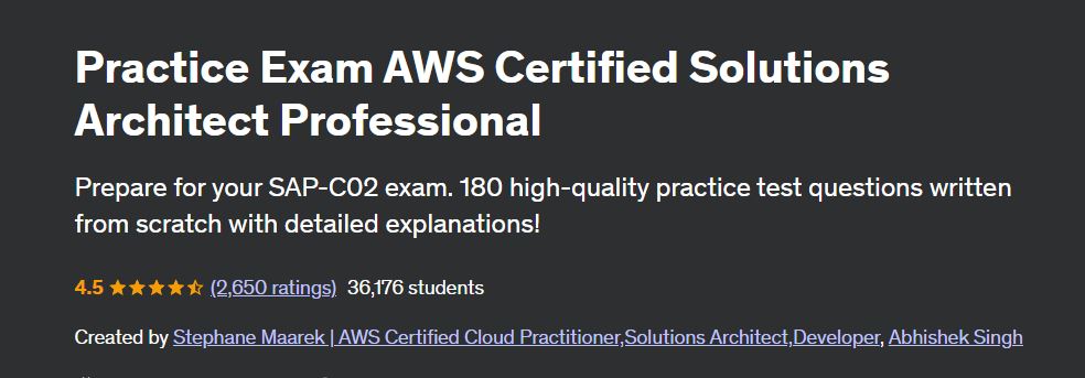 Practice Exam AWS Certified Solutions Architect Professional 