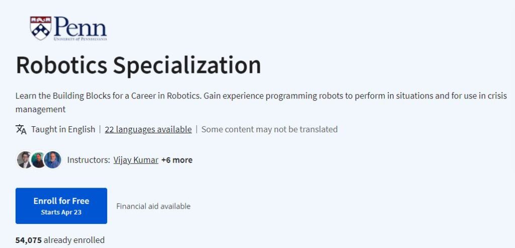 Robotics Specialization