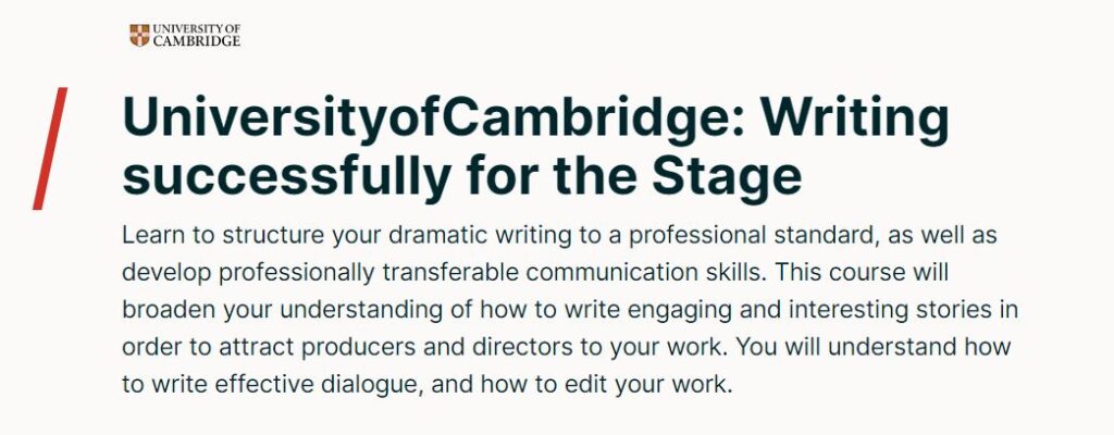 Writing successfully for the Stage