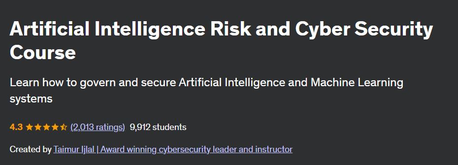 Artificial Intelligence Risk and Cyber Security Course