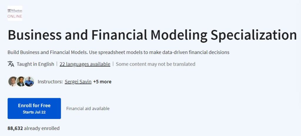 Business and Financial Modeling Specialization 