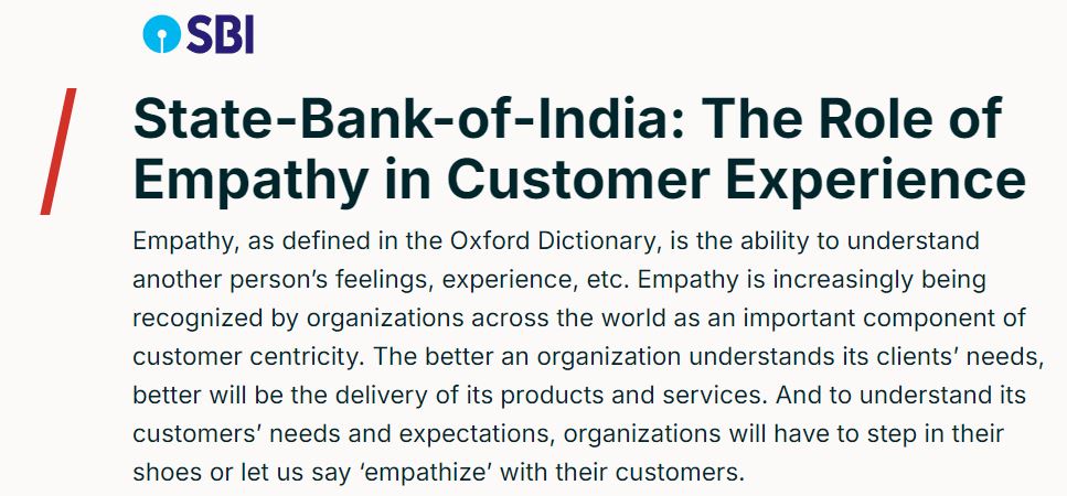 State-Bank-of-India The Role of Empathy in Customer Experience